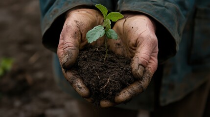 Young Logger Holding a Sapling During Planting Event