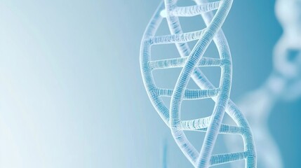Abstract medical science background with a DNA strand Light blue double helix represents biotechnology and futuristic tech Vector illustration
