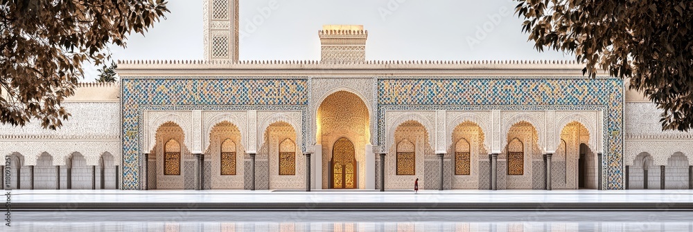 Poster a beautifully designed architectural structure featuring intricate tile work and arches.