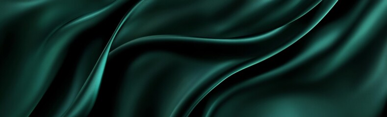 Obraz premium Dark teal silk fabric with elegant folds and ripples.