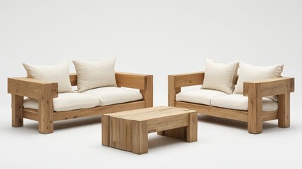 Eco-Friendly Furniture with Natural Materials - A set of eco-friendly furniture made from natural materials like reclaimed wood, bamboo, and organic cotton upholstery