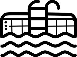 Swimming pool doodle vector icon and illustration