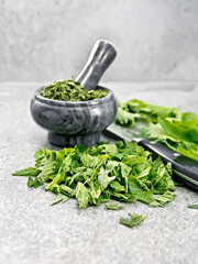 Nettle fresh cut on granite