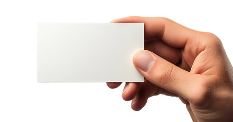 Obraz premium Close-up of a hand holding a blank business card or piece of paper