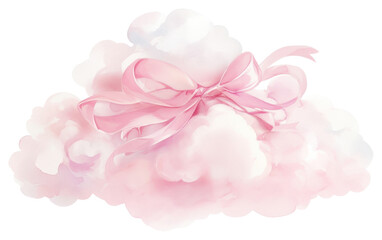 PNG Coquette cloud illustration watercolor ribbon.