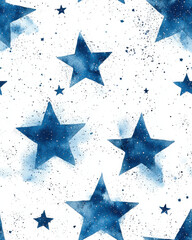 Obraz premium Minimal hand drawn stars in muted blue on white background create serene pattern