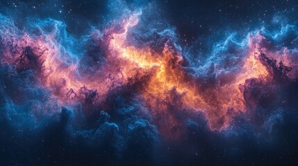 Cosmic Nebula: A Vibrant Symphony of Colors in the Vast Universe.  Digital art showcasing the ethereal beauty of celestial wonders and the infinite expanse of space.