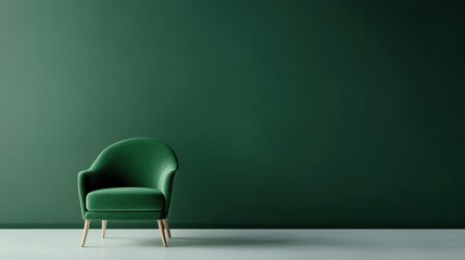 Stylish green armchair in a cozy living room with dark accents, creating a modern and inviting atmosphere.