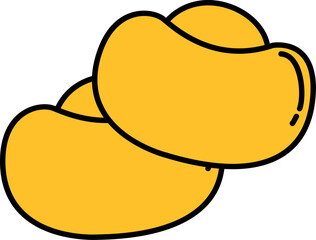 Cartoon Two Chinese Gold Ingots Illustration