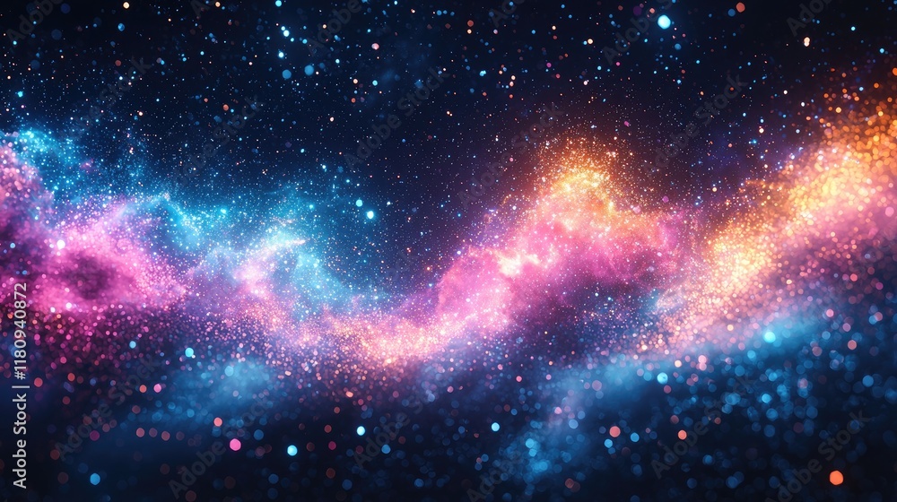 Poster cosmic sparkle: a journey through vibrant nebulae and celestial wonders. an ethereal exploration of 