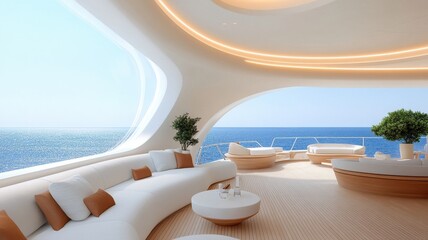 Obraz premium Luxurious motor yacht captured in a stunning wide-angle view, showcasing elegance on the open sea.