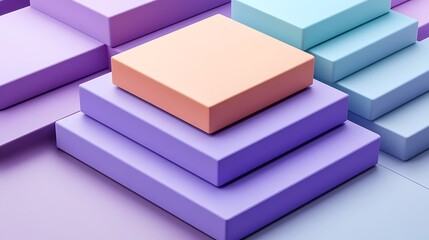 Pastel Colored Cubes Arranged In A Stacked Formation
