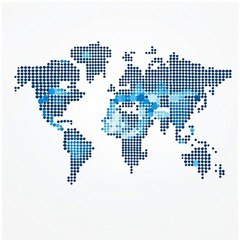 Fototapeta premium blue dot world map on white background