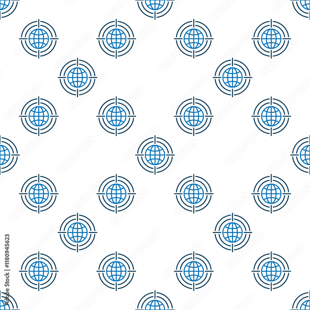 Poster earth in target vector multipolarity seamless pattern in thin line style