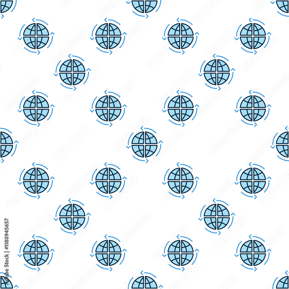 Poster earth globe with arrows vector multipolarity blue seamless pattern