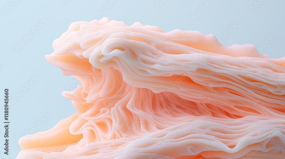 Poster abstract waves of soft coral and cream textures in a light background for modern design and creative