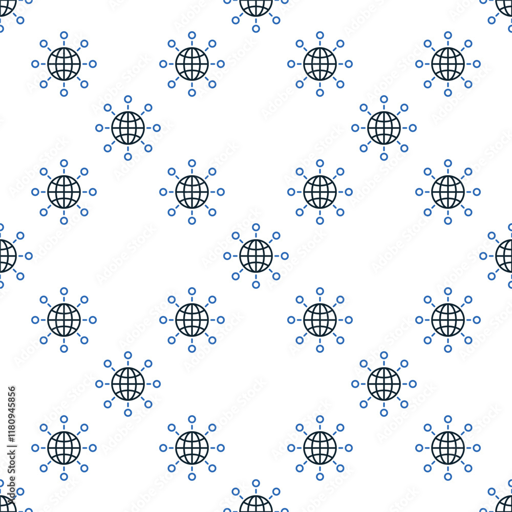Poster multipolarity vector earth globe with circles seamless pattern in outline style