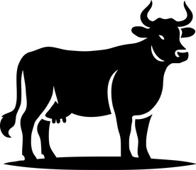 Simple Black Silhouette of a Cow