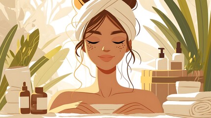 A woman enjoying a spa treatment, promoting relaxation and mental rejuvenation, ideal for wellness and self-care content.