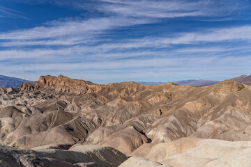 Zabriskie Point, Death Valley National Park, California. Playa and playa margin rocks of Furnace Creek basin ( Pliocene to upper Milocene) with Upper and middle conglomerates.