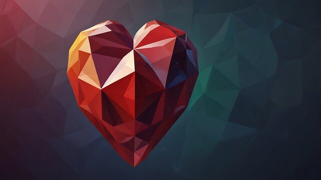 Geometric heart vector with low-poly style