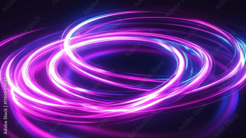 Poster a vibrant display of swirling neon lights in pink and blue, creating a dynamic and energetic visual 