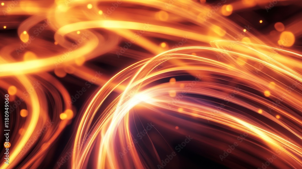 Poster a dynamic, glowing swirl of orange and golden light, creating an energetic and vibrant abstract patt