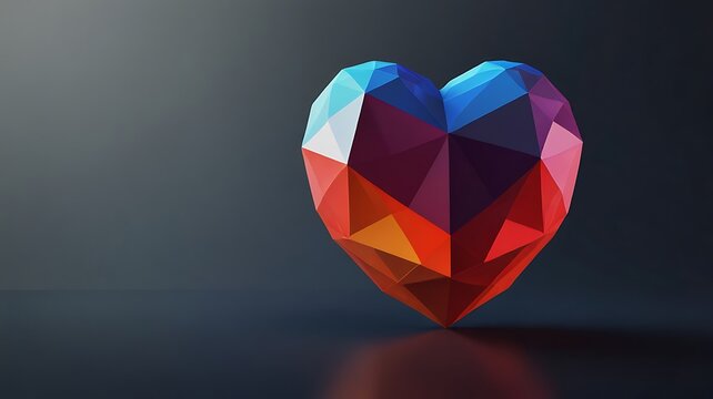 Geometric heart vector with low-poly style