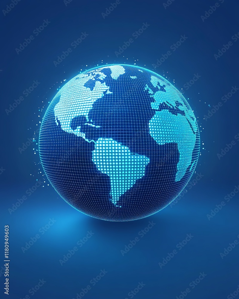 Poster Abstract digital globe with global network connections