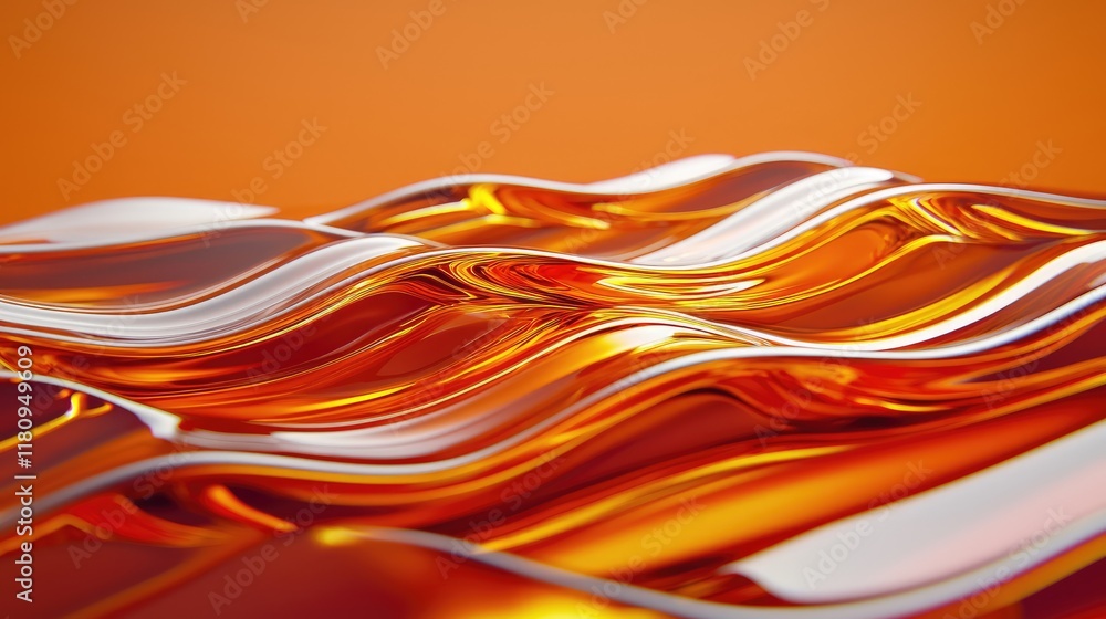 Poster wavy abstract design with orange hues and glossy texture for modern background uses