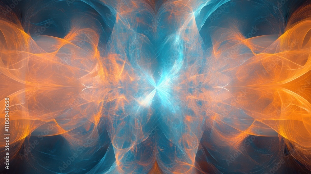Poster a vibrant abstract design featuring swirling blue and orange hues, creating a dynamic and visually s