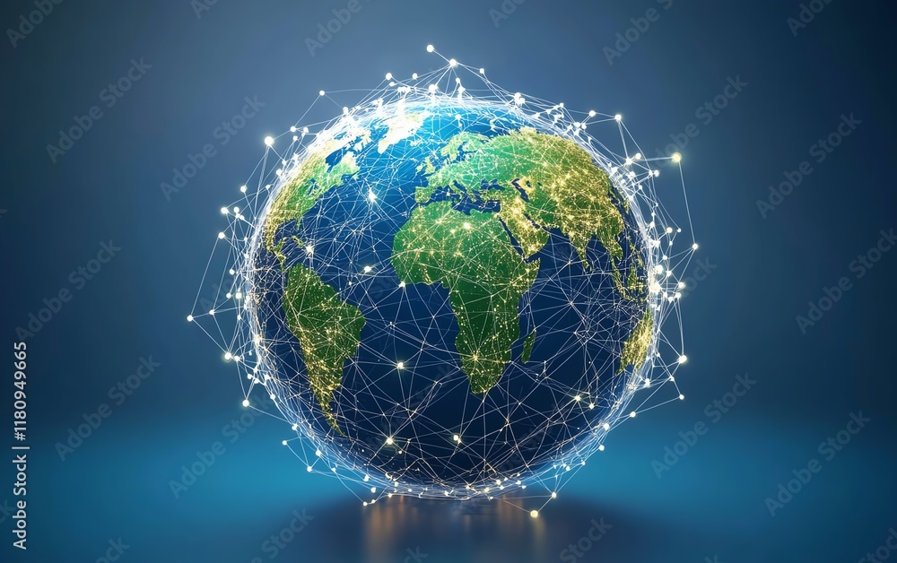 Poster abstract digital globe with floating media images