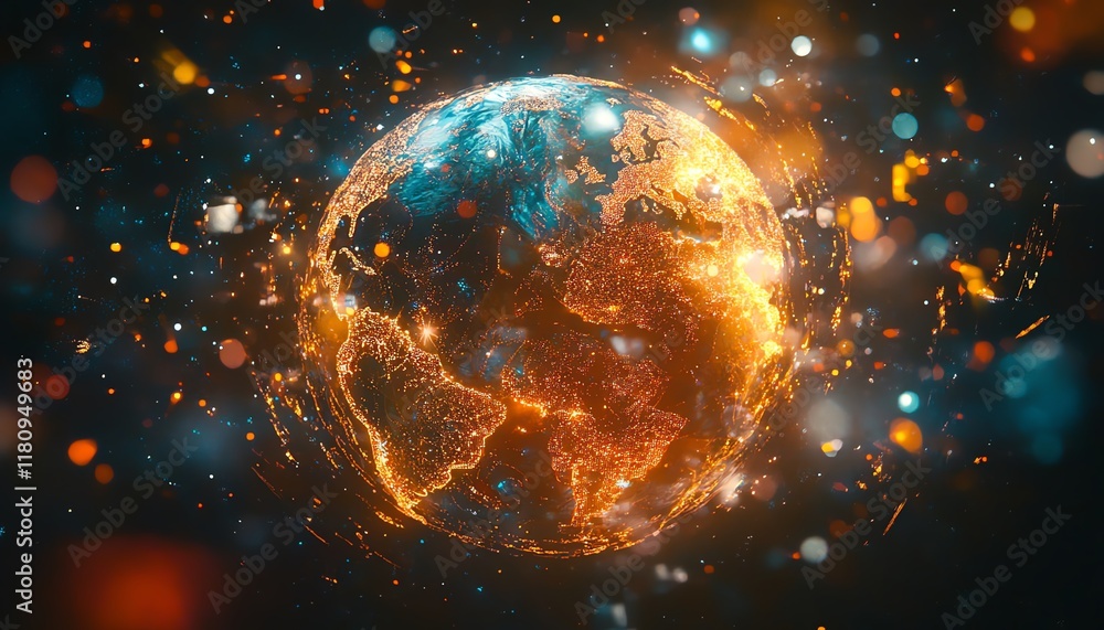 Poster abstract digital globe with global network connections