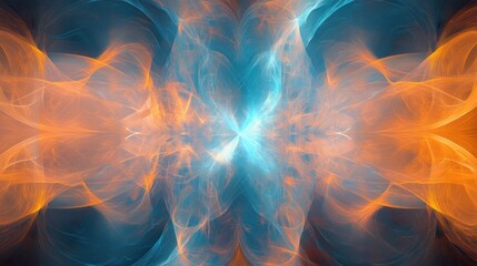 Fototapeta premium A vibrant abstract design featuring swirling blue and orange hues, creating a dynamic and visually striking pattern.