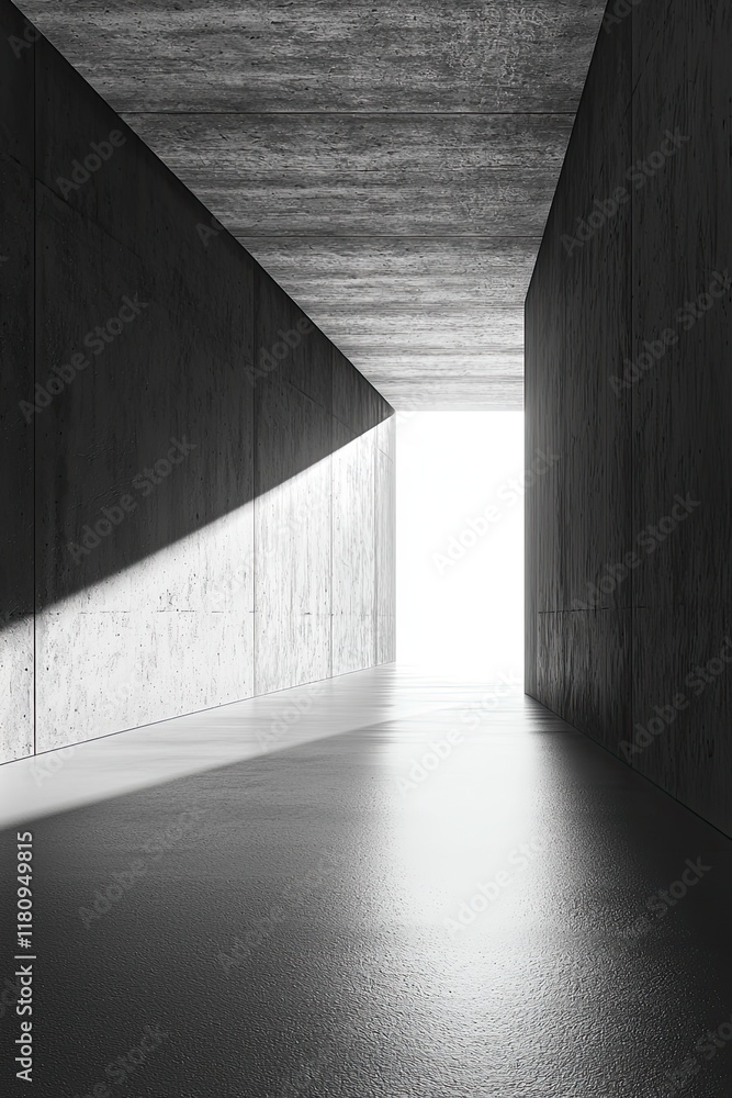 Poster abstract black and white interior background with a concrete wall, a dark room with a floor and ceil