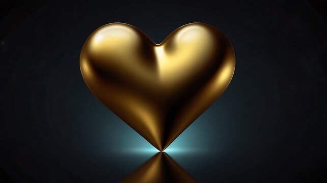 Gold metallic heart vector on a dark background
