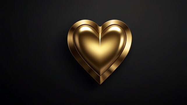 Gold metallic heart vector on a dark background