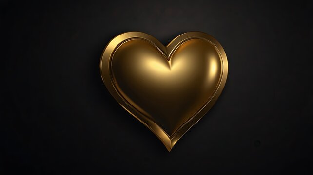 Gold metallic heart vector on a dark background