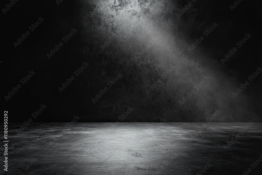 Aufkleber abstract black and white interior background with a concrete wall, a dark room with a floor and ceil