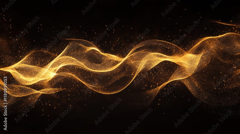 Aufkleber a shimmering wave of golden light dances against a dark background, creating an ethereal and captiva