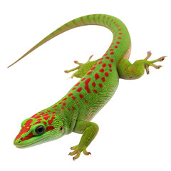 Naklejka premium Vivid day gecko captivating actions in its colorful natural habitat, isolated on white or transparent background
