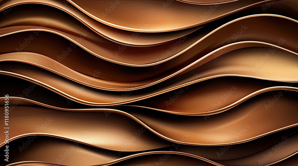 Aufkleber abstract wavy pattern with rich brown hues and glossy texture creating a sense of movement and elega