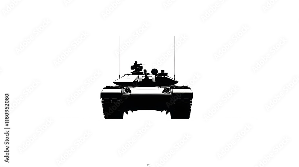 Poster minimalist tank design, a sleek representation of a tank using simple lines, emphasizing form and fu