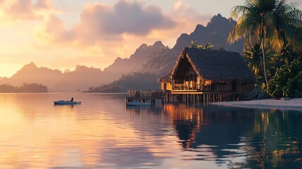 Obraz premium Bora Bora, French Polynesia 16k Resolution Ultra Photorealistic