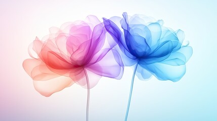 Obraz premium Ethereal Illustrations of Flowing Flower Petals in Soft Gradient Hues for Abstract Design Purposes
