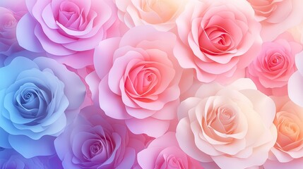 Fototapeta premium Beautiful pastel roses in soft colors arranged artistically for elegant backgrounds and decorative purposes