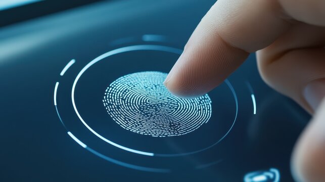 Detailed fingerprint scan, biometric security and identification technology for enhanced access control - Powered by Adobe