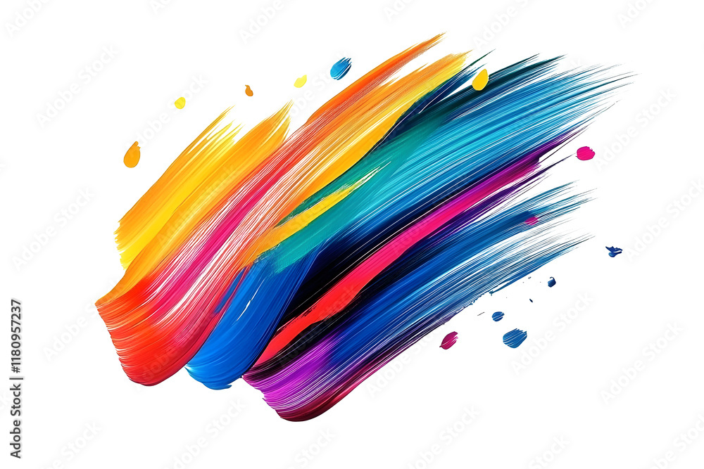Poster vivid abstract brush strokes in vibrant colors overlapping on a transparent background. creative and