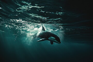 Naklejka premium Orca in Deep Ocean