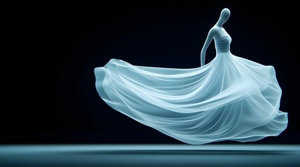 Fototapeta premium Ethereal Dance Attire, a close-up view of a dancer's flowing dress, showcasing delicate fabric and graceful movement in soft, vibrant hues.